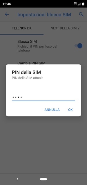 Inserisci PIN della SIM attuale e seleziona OK
