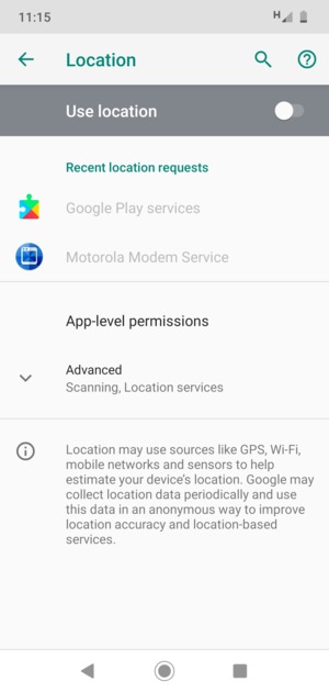 Turn off Use location