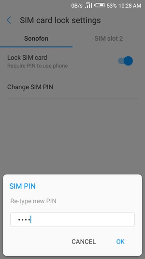Confirm your new SIM PIN and select OK