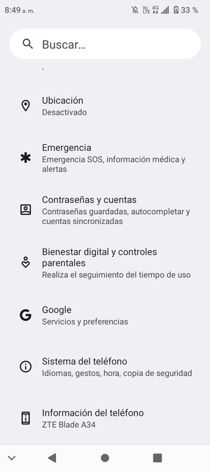 Desplácese y seleccione Contraseñas y cuentas