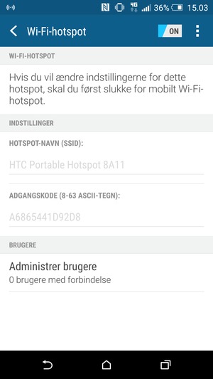 Din telefon er nu sat op til brug som modem