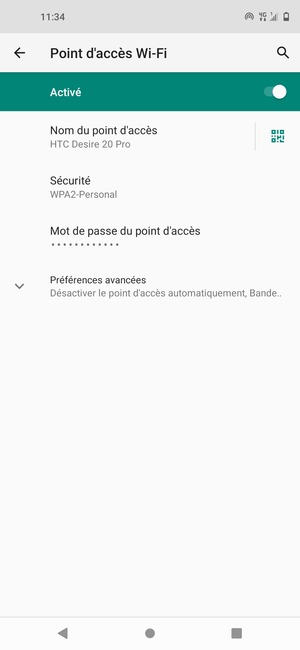 Votre téléphone est maintenant configuré pour être utilisé comme modem