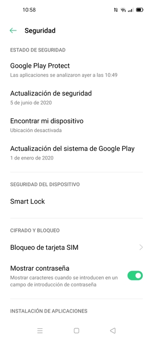 Desplácese y seleccione Bloqueo de tarjeta SIM