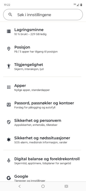 Bla til og velg Passord, passnøkler og kontoer