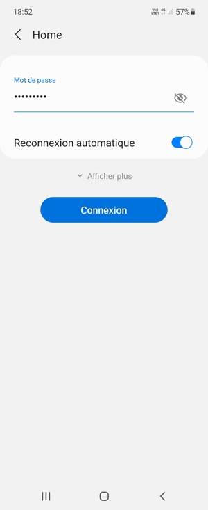 Saisissez le mot de passe du Wi-Fi et sélectionnez Connexion