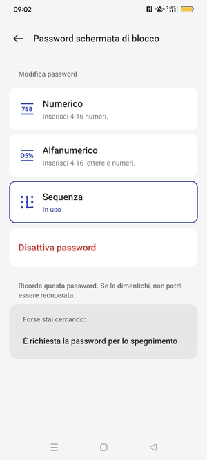 Il tuo telefono è ora protetto dal blocco schermo