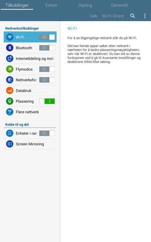 Velg Tilkoblinger og Wi-Fi