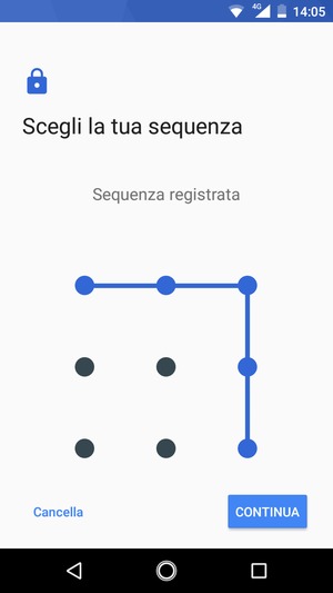 Disegna una sequenza di sblocco e seleziona CONTINUA