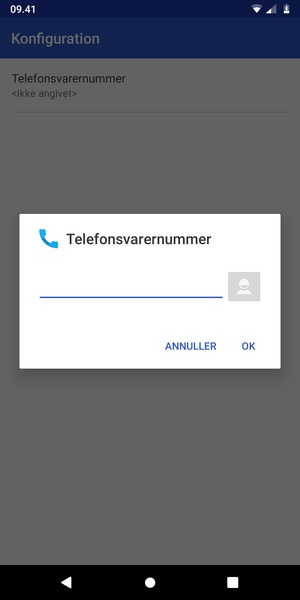 Indtast Telefonsvarernummer og vælg OK