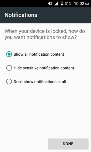 Select your preferred option and select DONE