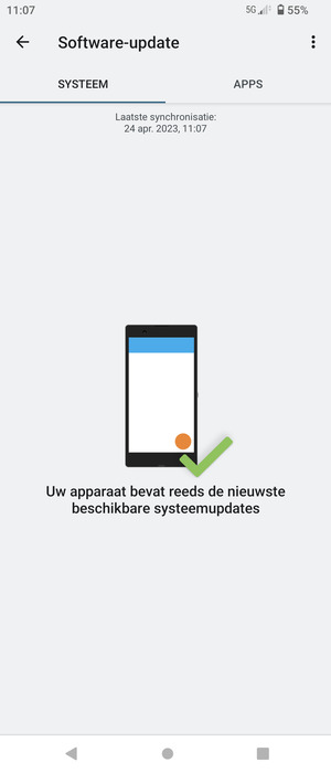Als uw telefoon up-to-date is, zult u het volgende scherm zien