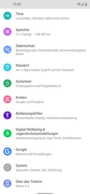 Scrollen Sie und wählen Sie System