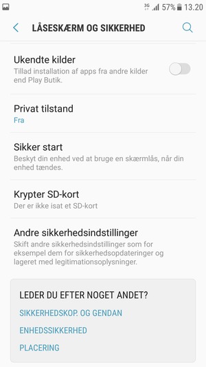 Scroll til og vælg Andre sikkerhedsindstillinger