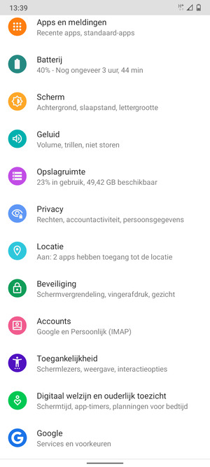 Scroll naar en selecteer Beveiliging