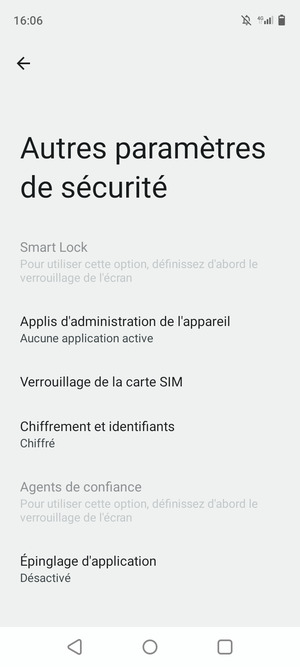 Sélectionnez Verrouillage de la carte SIM