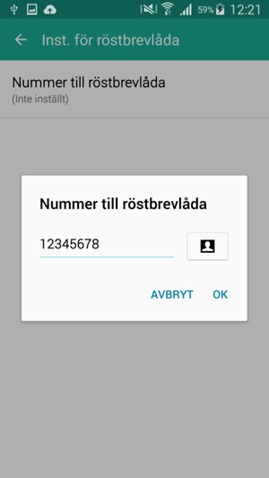 Ange Nummer till röstbrevlåda och välj OK