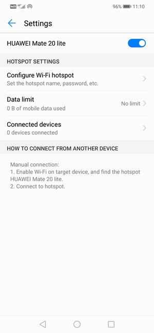 Your phone is now set up for use as a modem