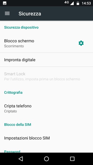 Seleziona Impostazioni blocco SIM