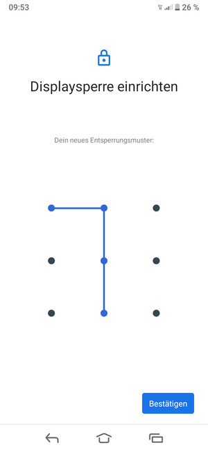 Zeichnen Sie das Entsperrmuster erneut und wählen Sie Bestätigen