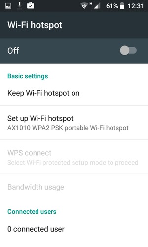 Turn on Wi-Fi hotspot