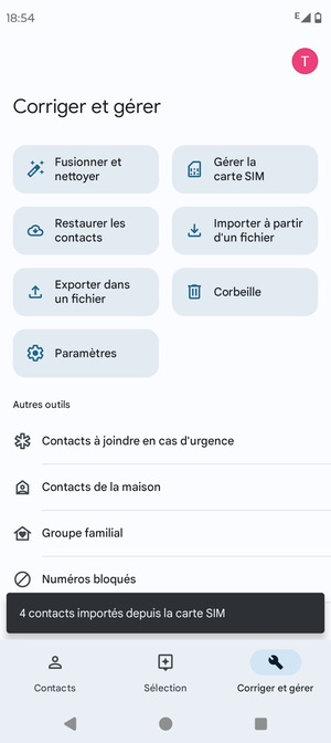 Vos contacts vont être enregistrés sur votre compte Google et dans votre téléphone lors de la prochaine synchronisation de Google.
