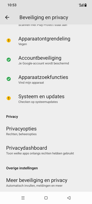 Scroll naar en selecteer Meer beveiliging en privacy