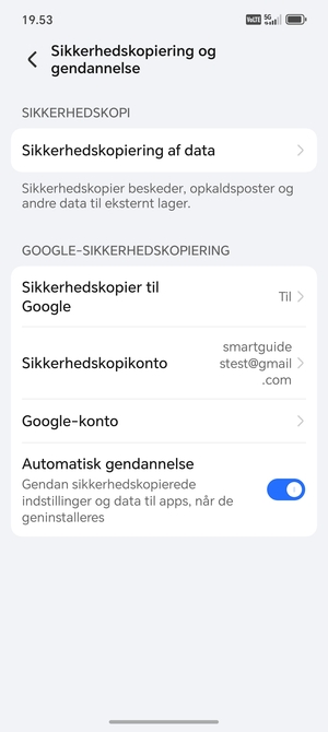 Vælg Sikkerhedskopikonto