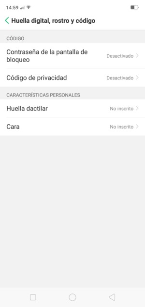 Seleccione Contraseña de la pantalla de bloqueo
