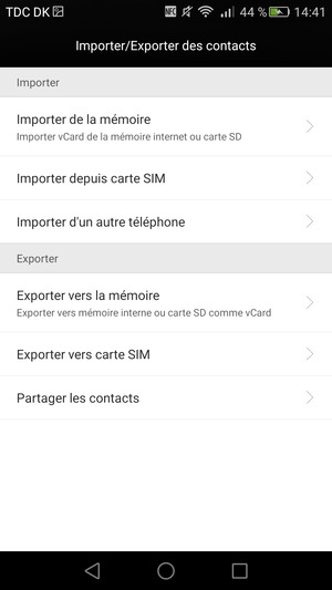 Sélectionnez Importer depuis carte SIM