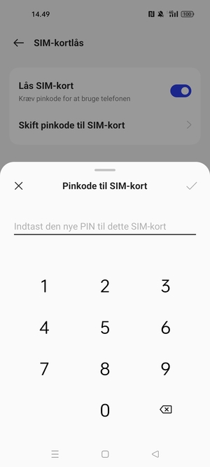 Indtast din Nye PIN-kode til SIM-kort og vælg OK