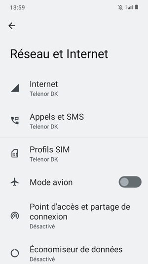 Sélectionnez Profils SIM