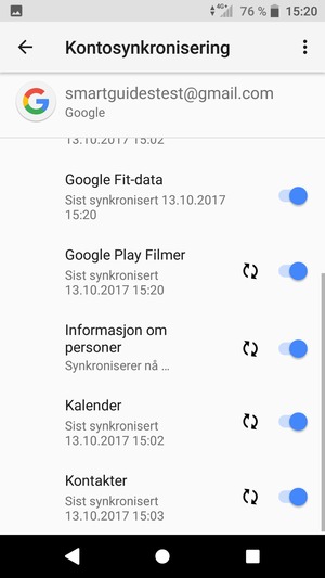 Din informasjon blir synkronisert