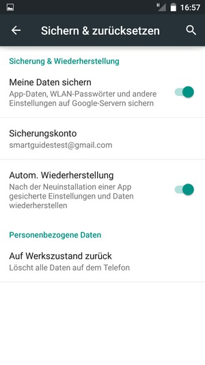 Wählen Sie Sicherungskonto