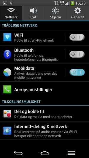 Velg Nettverk og WiFi