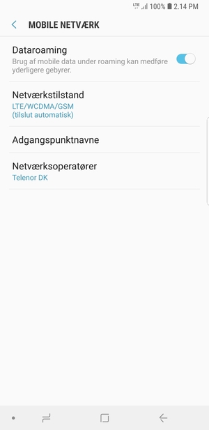 Slå Dataroaming til eller fra