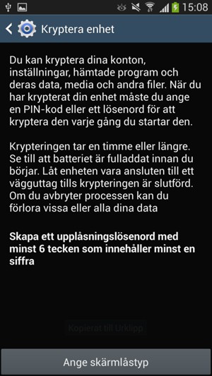 Välj Ange skärmlåstyp