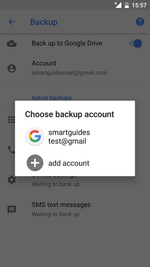 Select your backup account