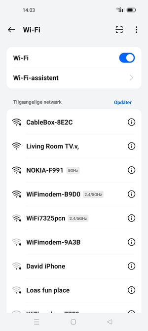 Vælg det trådløse netværk, du ønsker at oprette forbindelse til