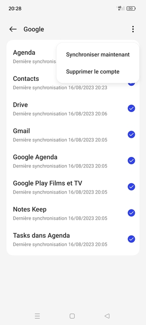 Sélectionnez Synchroniser maintenant
