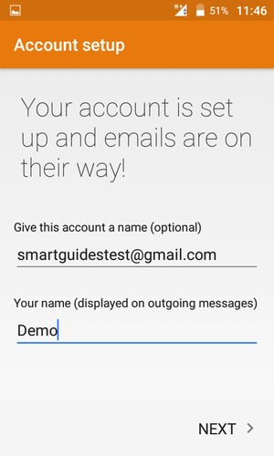 Give your account a name and enter your name. Select NEXT