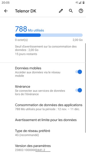 Activer ou désactiver Itinérance