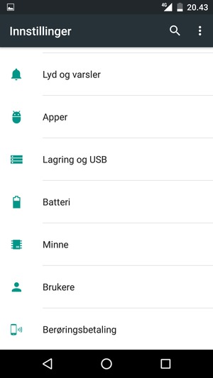 Bla til og velg Batteri