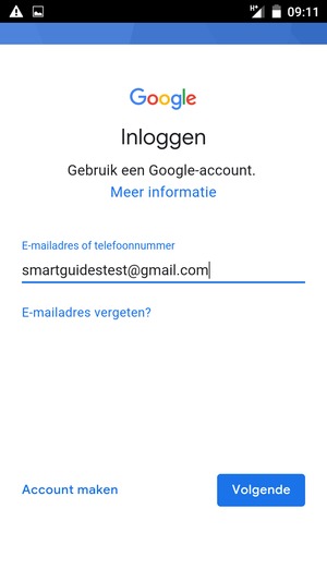 Voer uw Gmail adres in en selecteer Volgende