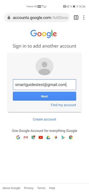 Enter your Gmail address and select Next