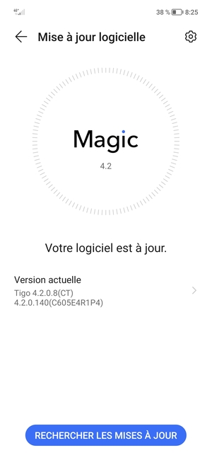 Si votre téléphone est à jour, vous verrez l'écran suivant