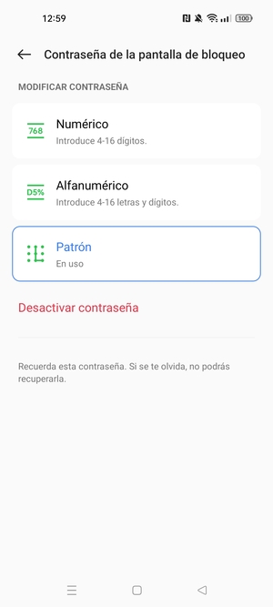 El teléfono ha sido asegurado con un bloqueo de pantalla