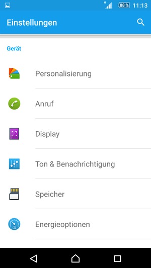 Gehen Sie zurück zum Einstellungen Menü und wählen Sie Energieoptionen