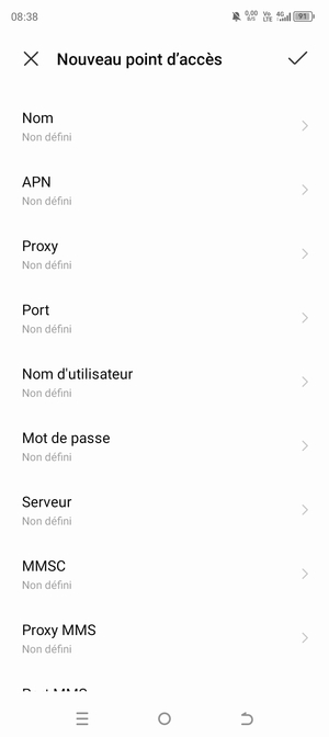 Saisissez les informations Internet