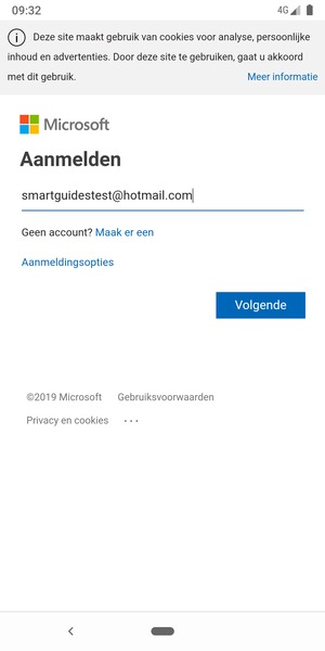 Voer uw e-mailadres in en selecteer Volgende