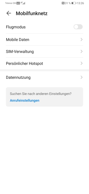 Wählen Sie Mobile Daten